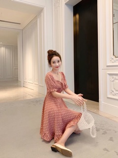 Đầm Chấm Bi Xoè Dấp Li