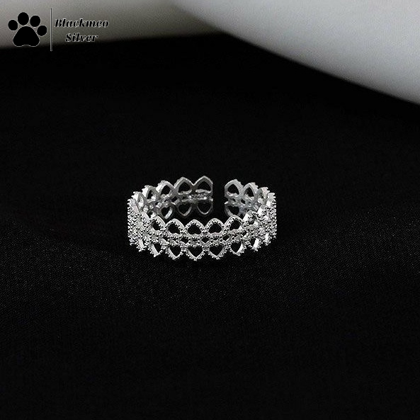 Nhẫn bạc Blackmeo, nhẫn bạc ren lưới cô dâu siêu nhẹ nhàng