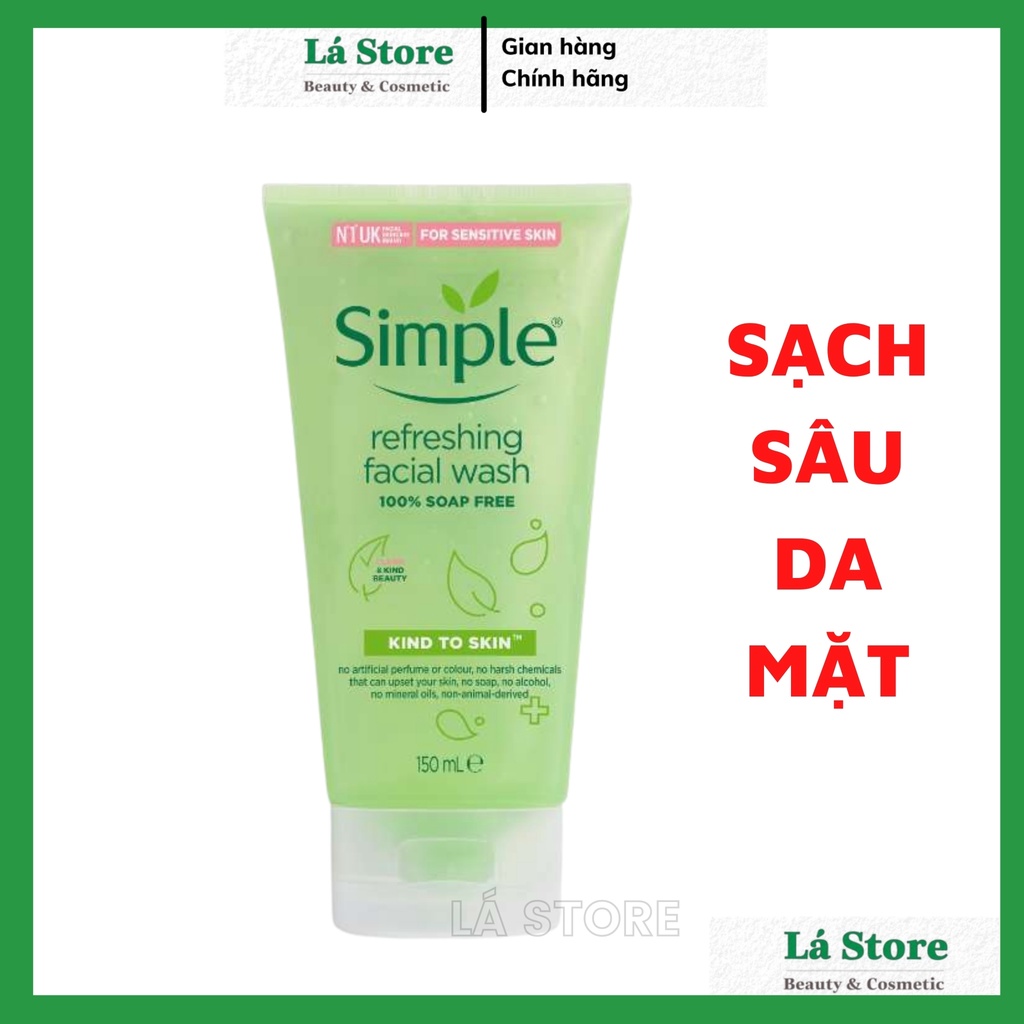Sữa Rửa Mặt Simple - Sữa Rửa Mặt Simple Gel Kind To Skin Refreshing Facial Wash Gel 150ml
