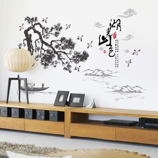 Decal dán tường Cây tùng phong thủy