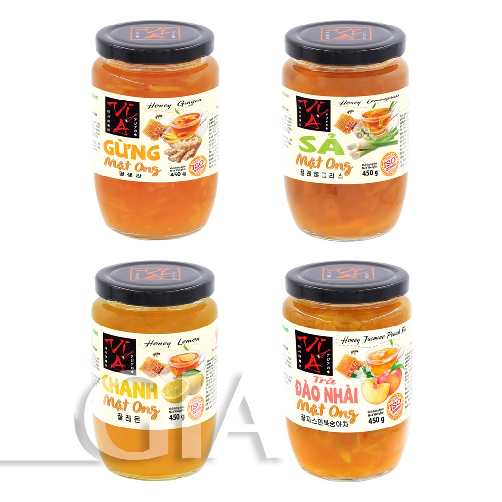 Trà mật ong Vị Á hũ 450g - gừng, sả, chanh, đào nhài