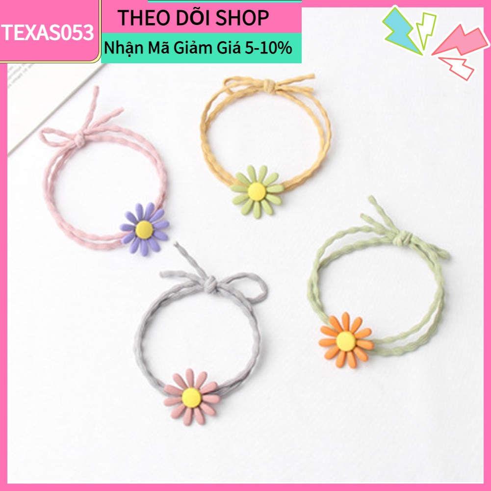 Dây buộc tóc đàn hồi đính hoa cúc nhỏ màu sắc kẹo ngọt xinh xắn thời trang dành cho nữ