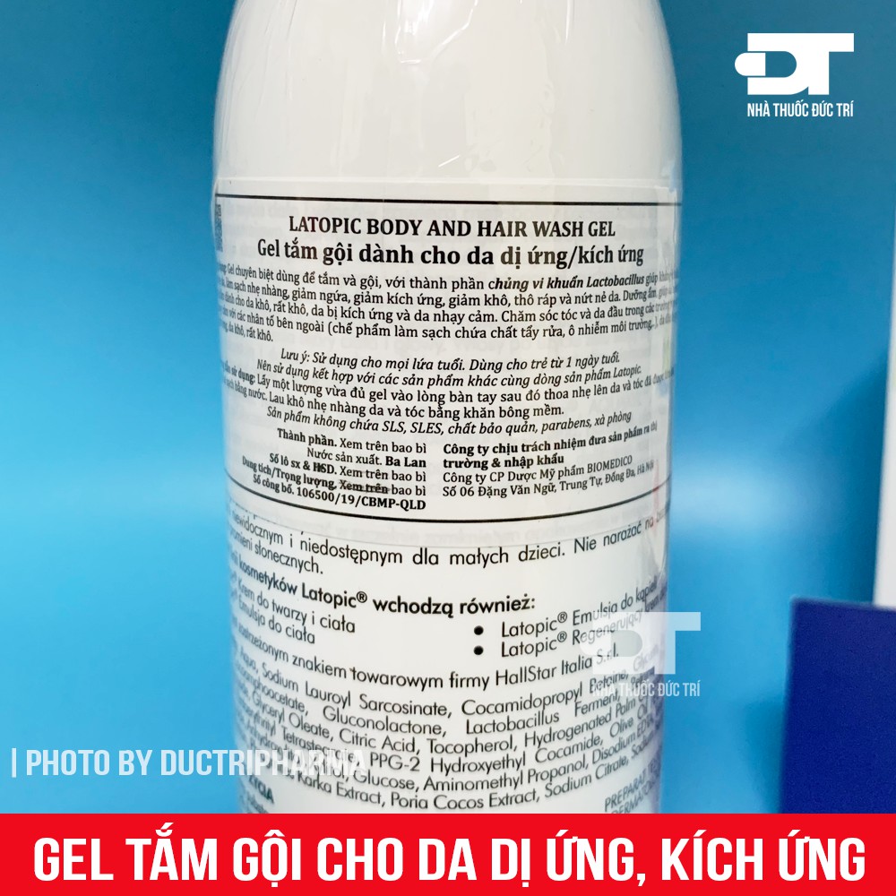 GEL TẮM GỘI LATOPIC 400ml dành cho da dị ứng và kích ứng