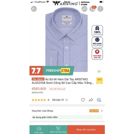 Áo sơ mi nam dài tay ARISTINO sang trọng lịch lãm sợi tre kháng khuẩn from slim ALS53108