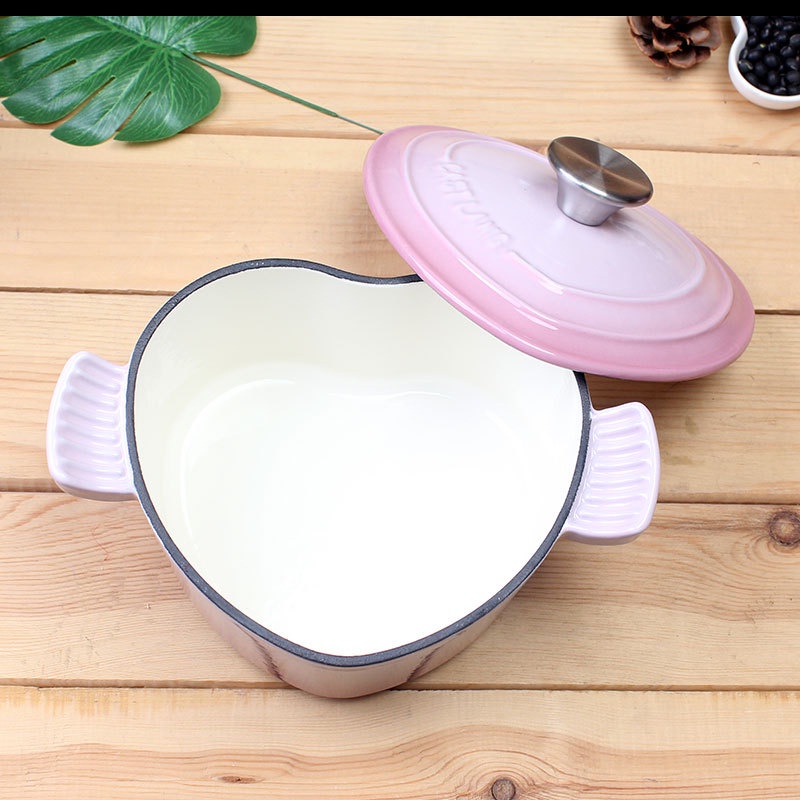 Nồi gang phủ gốm tráng men mẫu trái tim 19cm