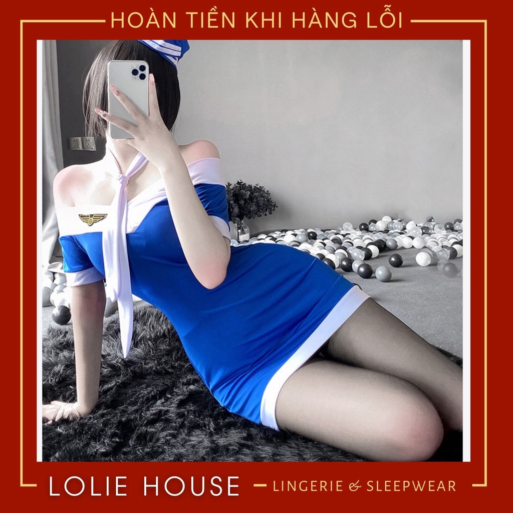 Cosplay tiếp viên hàng không sexy dáng váy đầm ngủ body cosplay cơ trưởng LOLIE HOUSE - CP48 | WebRaoVat - webraovat.net.vn