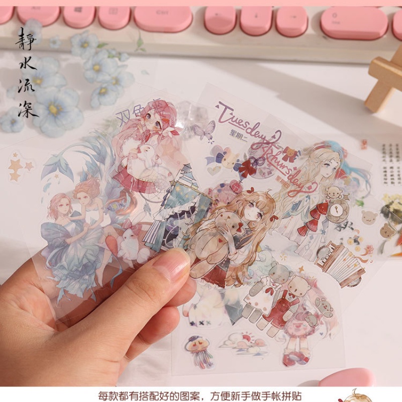 Set 100 Miếng Dán Chống Thấm Nước Hình Nhân Vật Dễ Thương Dùng Trang Trí