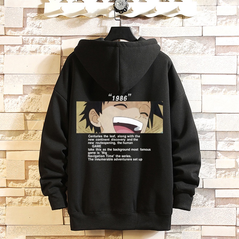 Áo Hoodie Tay Dài Dáng Rộng In Hình One Piece Thời Trang Đường Phố Hàn Quốc Dành Cho Nam Nữ