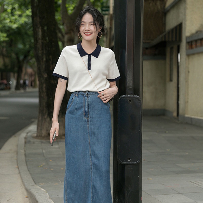 Áo thun IELGY dệt kim tay ngắn mỏng thời trang mùa hè 2022 dành cho bạn nữ