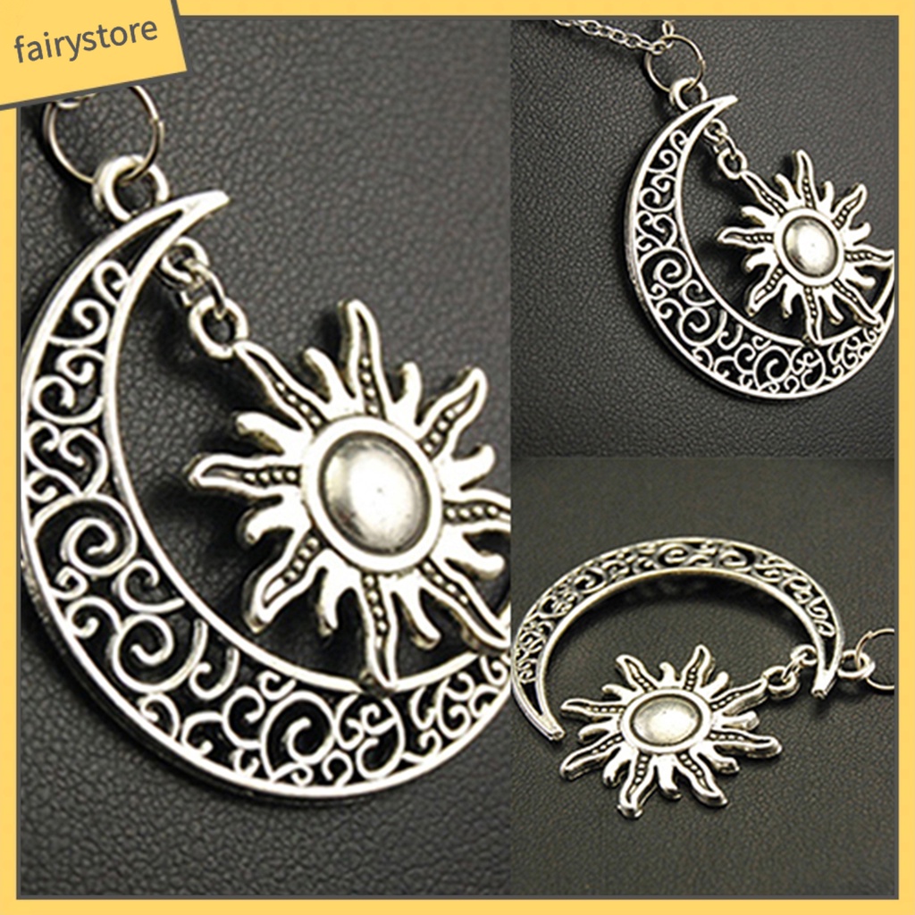Vòng cổ hợp kim mặt hình mặt trăng mặt trời thiết kế thời trang cổ điển cho nam và nữ