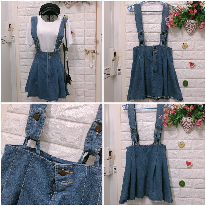 Yếm jean bò Ulzzang Hàn dưới 60 kg