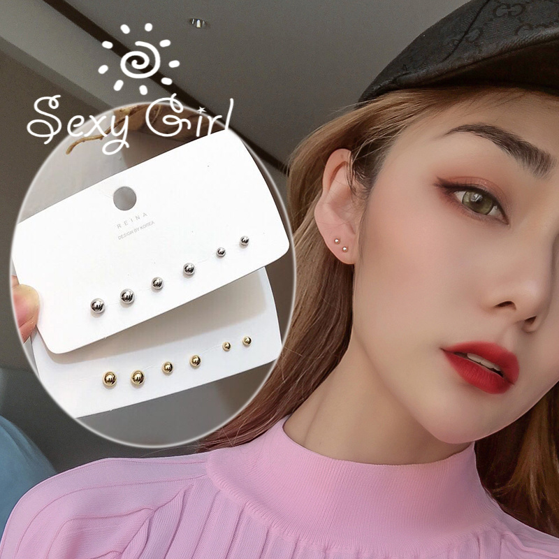 Set 6 Khuyên Xỏ Tai Đơn Giản Cá Tính Thời Trang