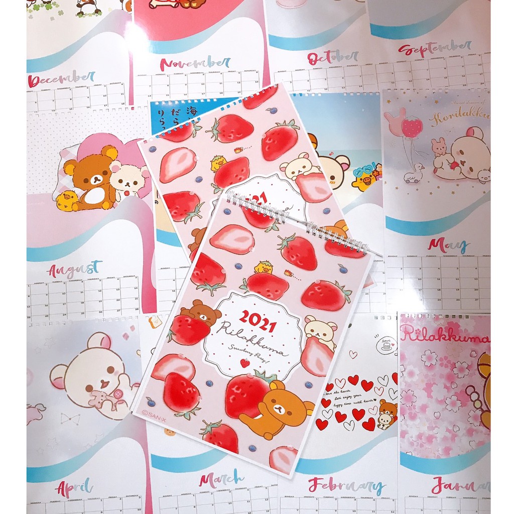 Lịch treo tường rilakkuma 2022 size A4 13 tờ LA4I8 Lịch treo tường dễ thương có lịch âm