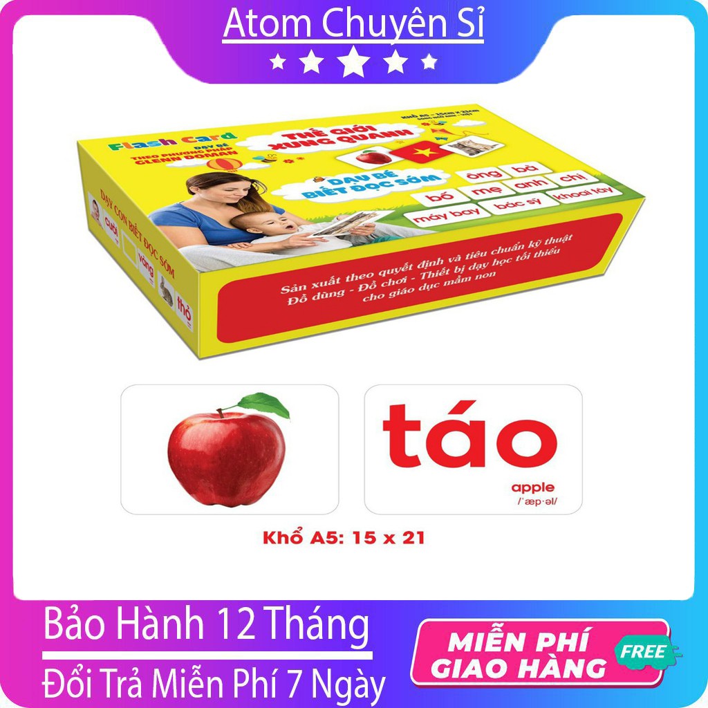 Bộ Thẻ Học Thông Minh 14 Chủ Đề loại To Song Ngữ Tiếng Anh Loại Chuẩn Glenn Doman Flashcard Cho Bé Từ 0-6 Tuổi