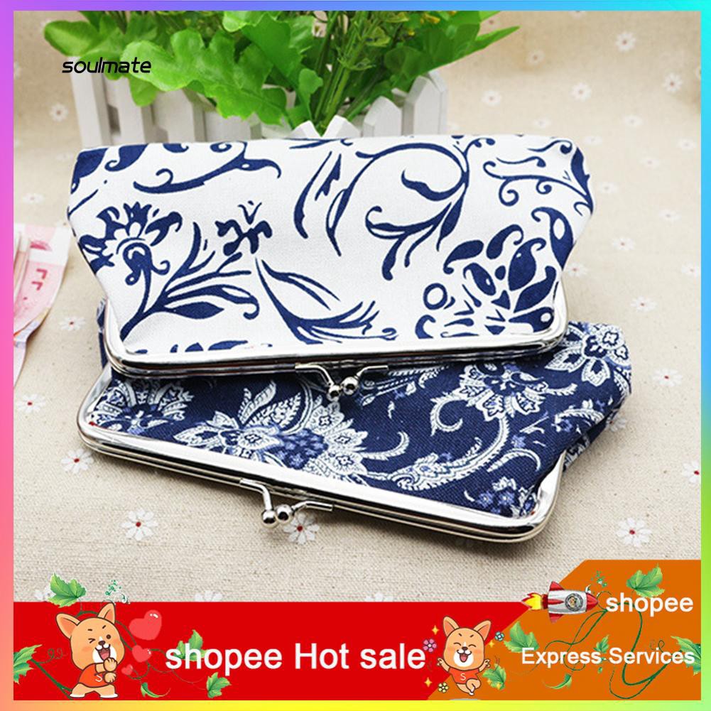 Ví Canvas Đựng Tiền Xu / Thẻ Hình Chữ Nhật In Họa Tiết Dễ Thương Cho Nữ