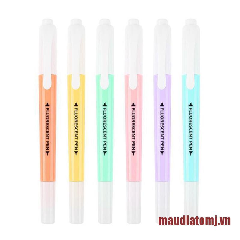 ATOMJ 6pcs Candy Color Double Head Highlighter Pen Stationery Marker Office S