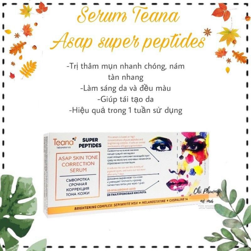 Serum Teana ASAP Super Peptides dưỡng trắng, mờ thâm mụn, tàn nhang