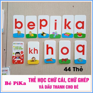 Flash cards - Thẻ học thông minh cho bé với 45 thẻ chữ cái chữ ghép và dấu thanh