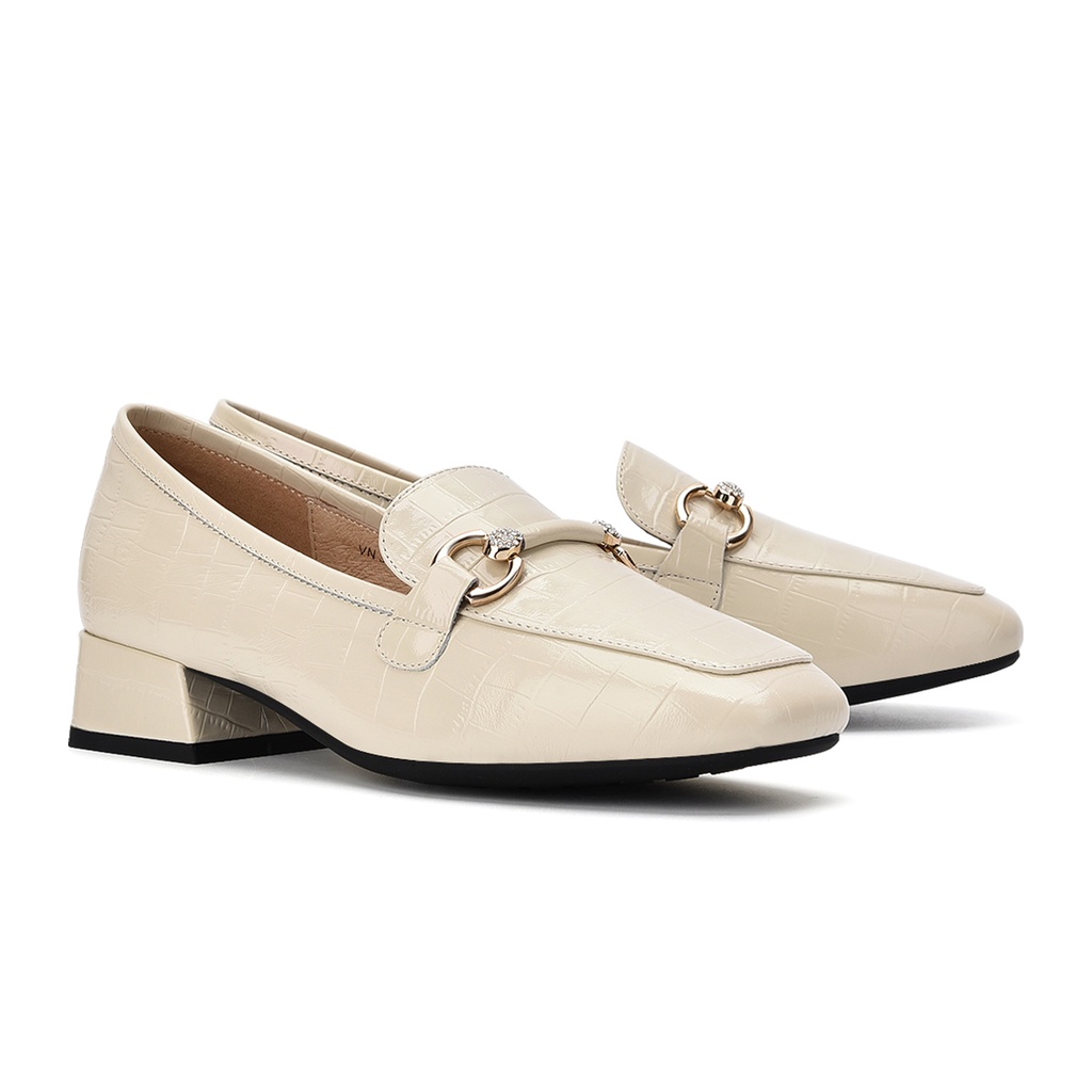 Giày lười nữ Zuciani da bò cao cấp thiết kế Loafer gót vuông 3cm thanh lịch - GZD44