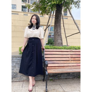 Bigsize - Chân váy midi dáng xòe qua đầu gối MS166