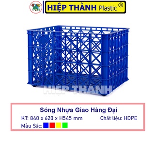 Sọt Nhựa Giao Hàng Loại Đại Mới 100% - Sóng Nhựa Đựng Hàng 8 Bánh Xe Loại Đại - KT: 840 x 620 x 545 mm / Nhựa Hiệp Thành