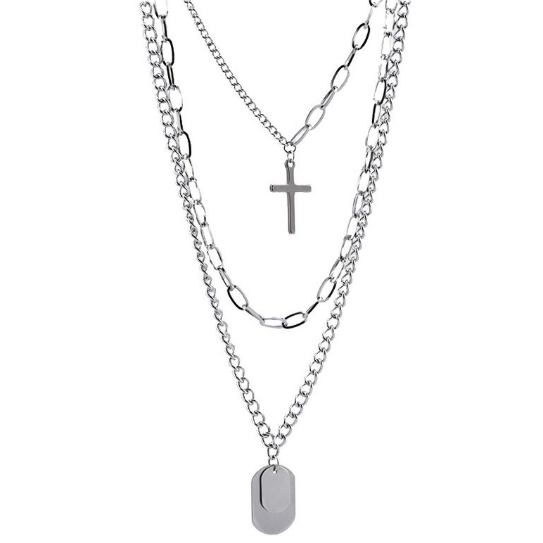 Dây chuyền nhiều lớp mặt hình thánh giá phong cách hip hop thời trang dành cho nam và nữ 2202