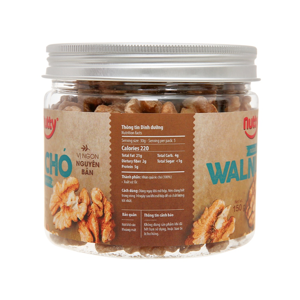 Óc chó nướng tự nhiên Nutty hũ 150g