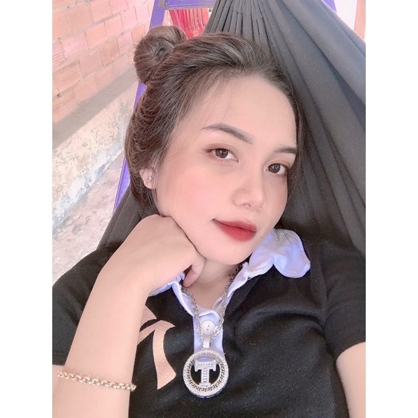 Dây chuyền, vòng cổ xi bạch kim xoắn lá phối mặt T đá paguet . PTNACC