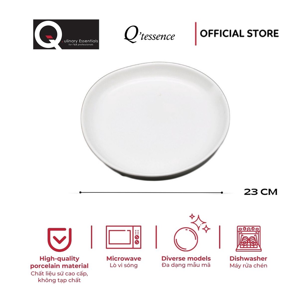 Dĩa Sứ Tròn Q'tessence Màu Trắng 23Cm