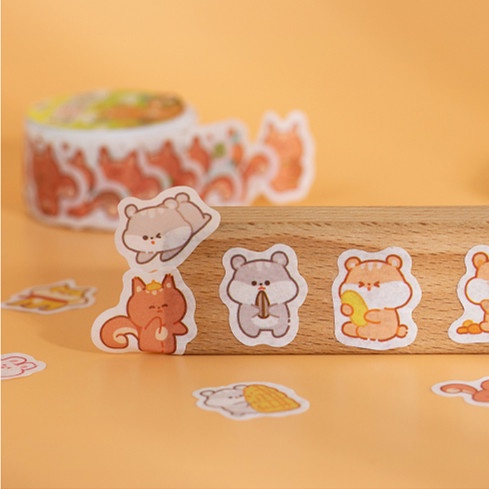 Băng Keo Washi Dán Trang Trí Sổ Lưu Niệm DIY Hình Động Vật Hoạt Hình Dễ Thương