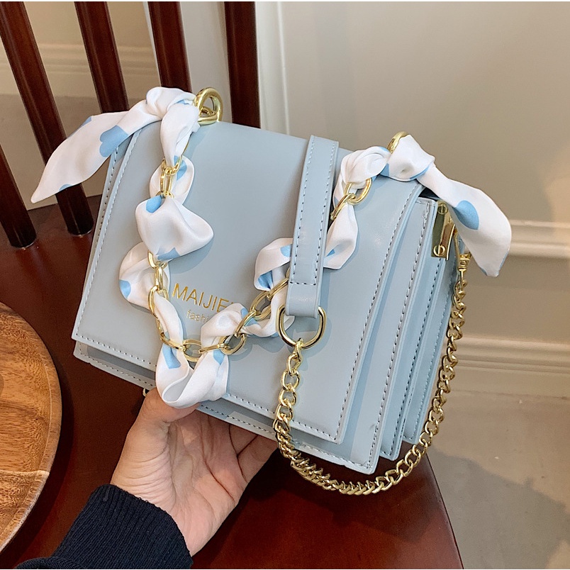 Faya - túi xách da trơn phối khăn trẻ trung T1108