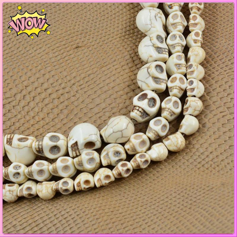 Chuỗi Hạt Hình Đầu Lâu Màu Trắng Ngọc Lam 1 Sợi Dùng Làm Trang Sức Thủ Công