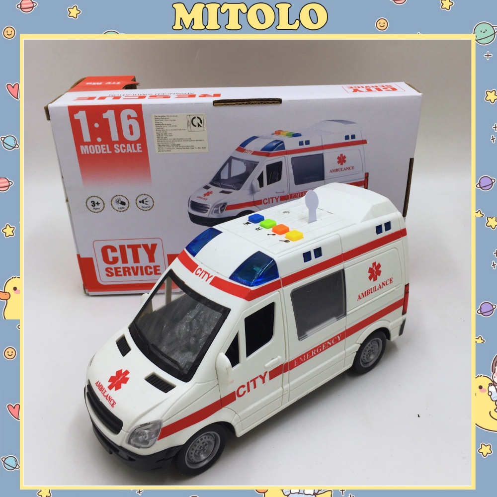 Ô tô đồ chơi xe cứu thương Mitolo đồ chơi trẻ em xe cứu thương xe cấp cứu WY590A
