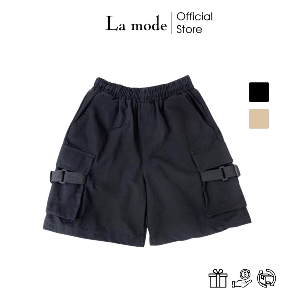 Quần Short Kaki Lửng Nam Nữ Thun Đen Unisex - La mode