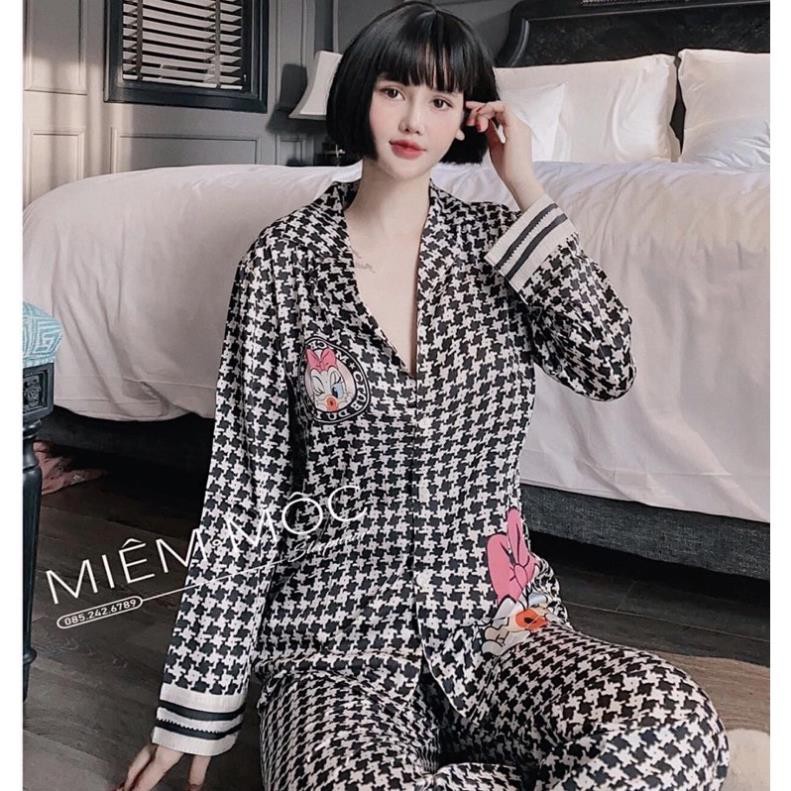 Đồ Bộ Mặc Nhà Pijama Nữ Dài Tay Cao Cấp - Đồ Ngủ Lụa Quảng Châu TN