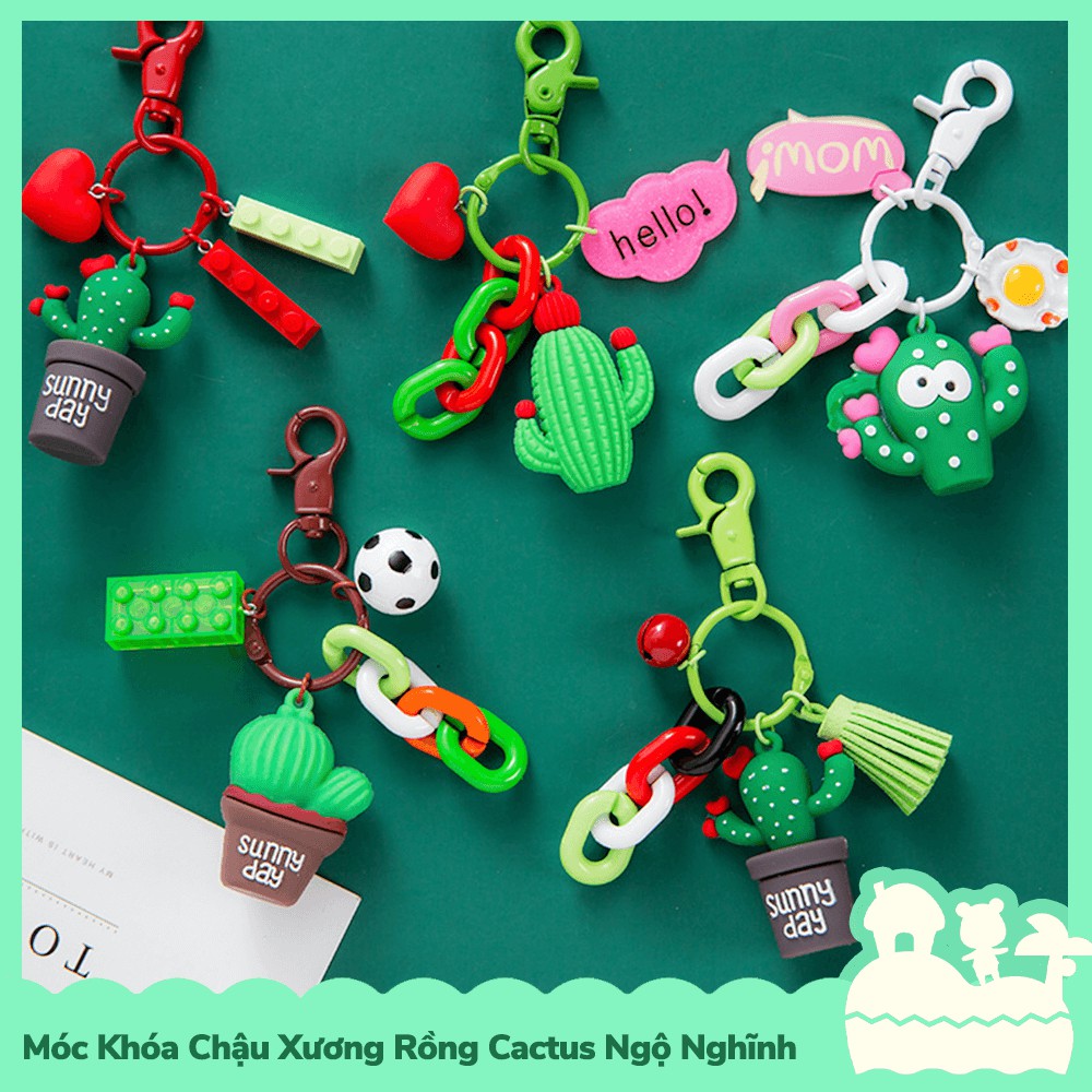 [Sẵn VN - NowShip] Móc Khóa Keychain Chậu Cây Xương Rồng Cactus Ngỗ Nghĩnh Đáng Yêu Dễ Thương