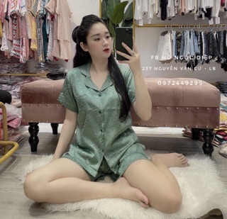 Bộ mặc nhà nữ lụa gấm pijama siêu mát