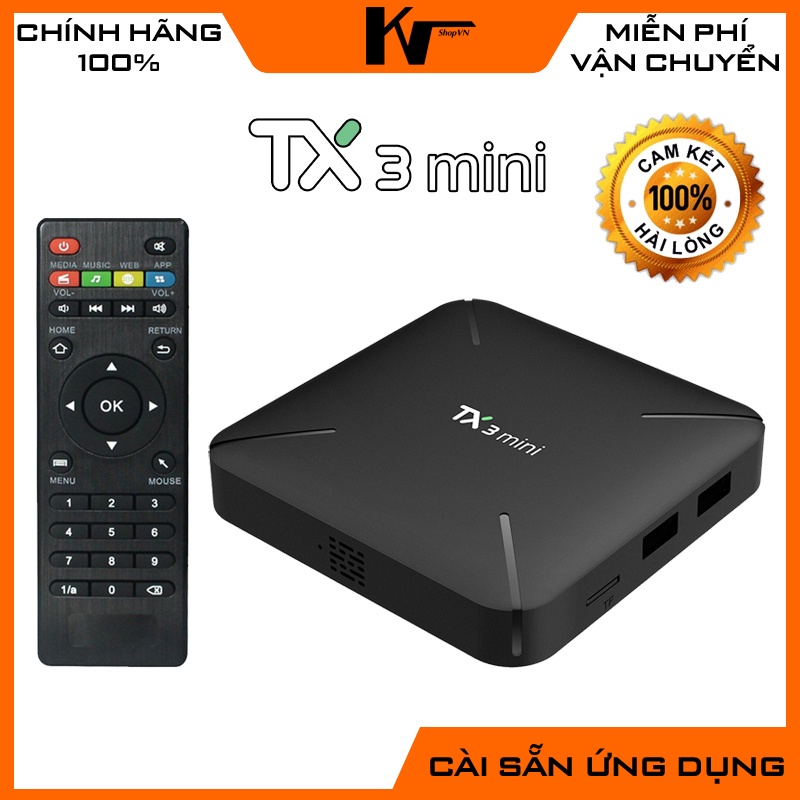 Android TV Box TX3 mini - H, Ram 2GB, Bộ nhớ 16GB, Hệ điều hành AndroidTV,  Tìm kiếm giọng nói