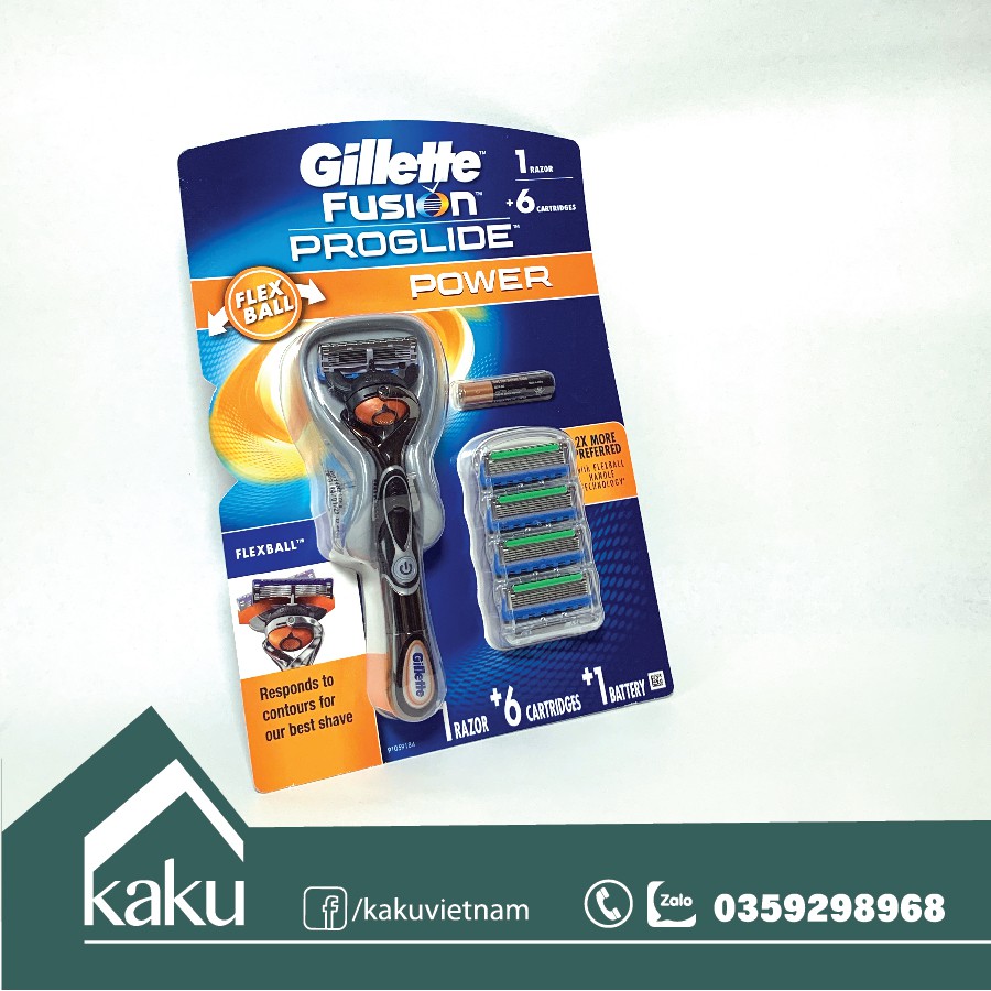 Dao cạo râu máy Gillette Fusion Proglide Power - nhập khẩu Hàn Quốc