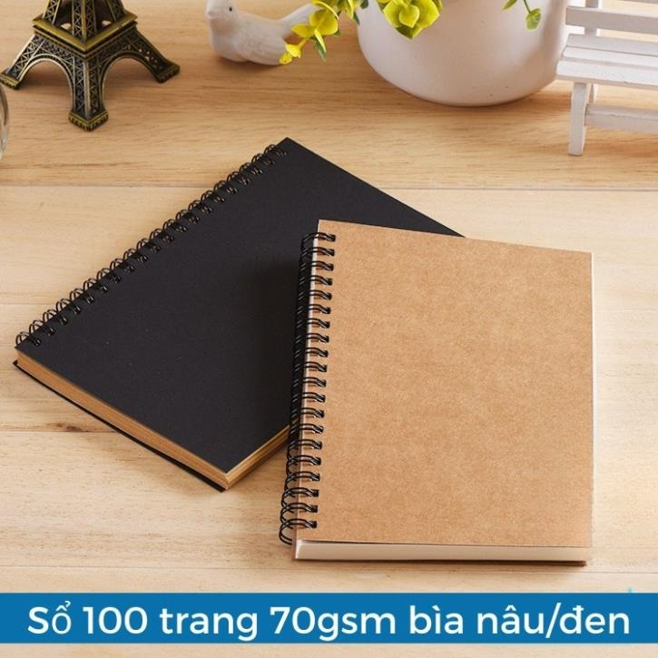 Sổ vẽ chì 100 trang - Sketchbook - Giấy kem trơn 70gsm mỏng - Chanchan Store