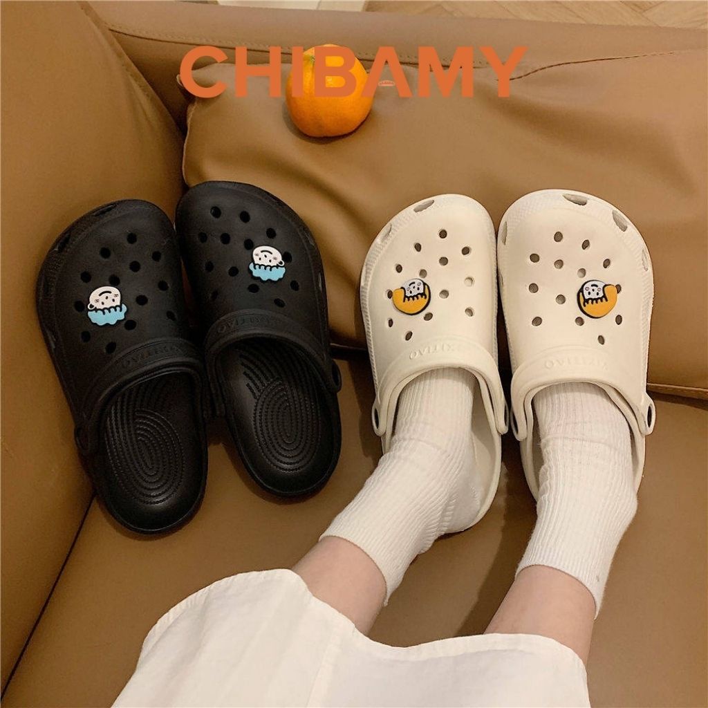 Dép sục gắn sticker cặp đôi hoạt hình trai gái cute đế chống trơn trượt CHIBAMY