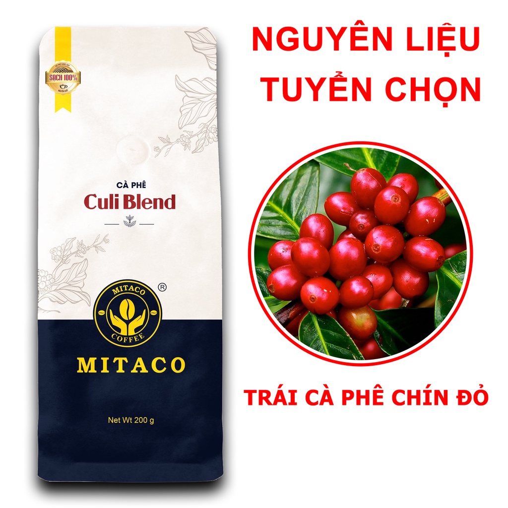 Cà phê Robusta Culi nguyên chất MITACO COFFEE (Gói 200g)