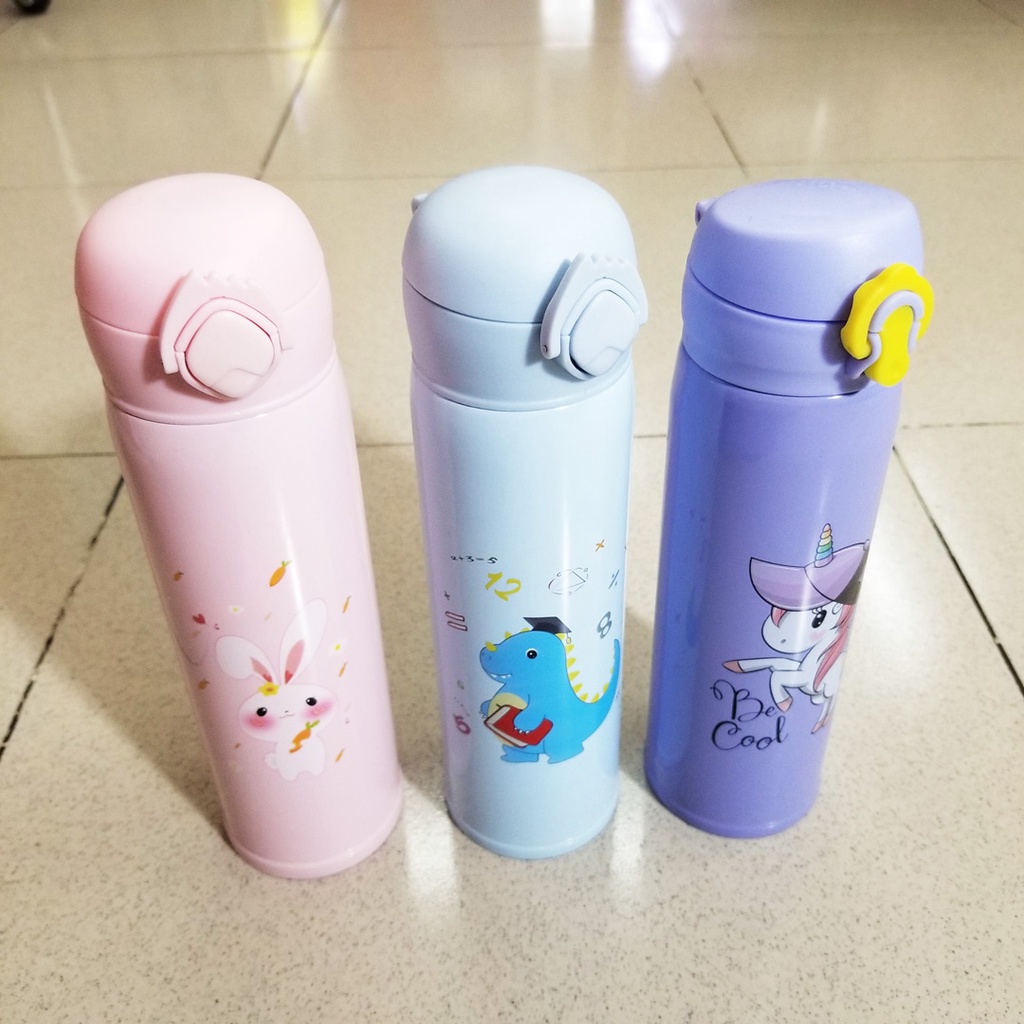 Bình giữ nhiệt hoạt hình khủng long thỏ hồng pony chất liệu inox 304 tốt