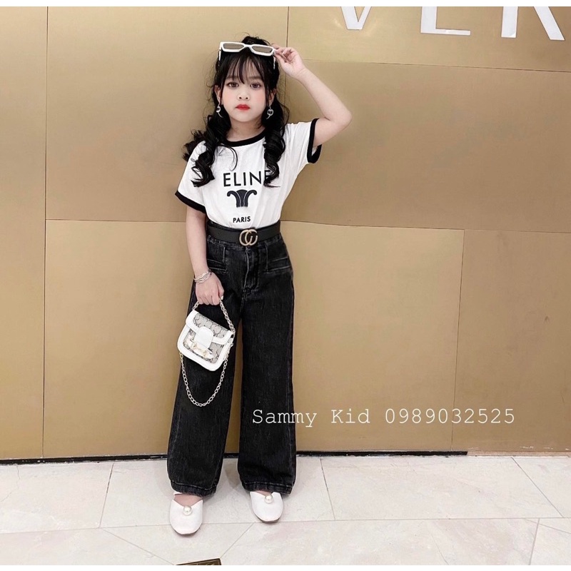 Set phông C quần bò xuông không kèm đai cho bé gái 17-30kg hottrend