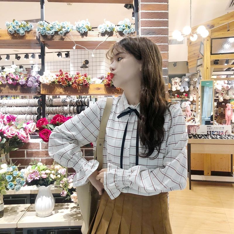 Áo Sơ Mi Tay Dài Dáng Rộng Họa Tiết Kẻ Sọc Phong Cách Hàn Quốc Thời Trang 2022 Mới Cho Nữ