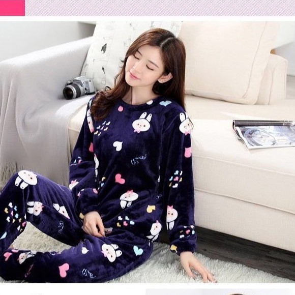 Bộ Đồ Ngủ Nữ - Pijama Quần Áo Mặc Ở Nhà Dài Tay Vải Nhung Bông Mùa Đông Xuân Thu Dễ Thương Ảnh Thật +Video BĐN09 | BigBuy360 - bigbuy360.vn