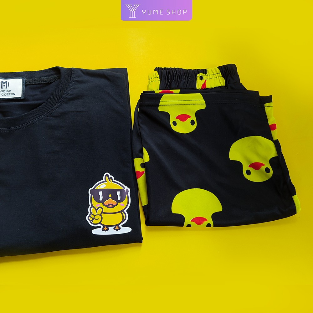 Đồ Bộ Hoạt Hình Unisex Duck Black form rộng tay lỡ