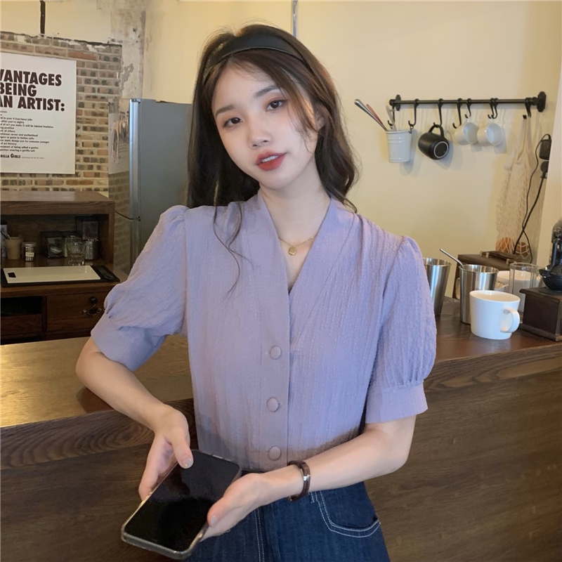 [SẴN] Áo croptop kiểu sơ mi nữ ngắn tay Ulzzang Quảng Châu ASC1