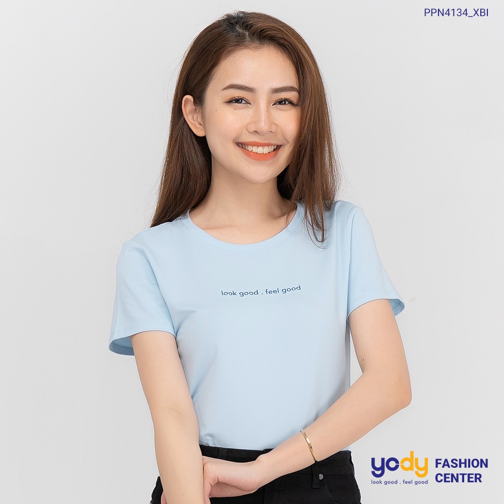 Áo phông nữ YODY cổ tròn form rộng vải cotton thoáng mát PPN4134 | BigBuy360 - bigbuy360.vn
