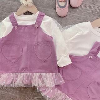 váy yếm tim tím cho bé gái